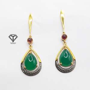 Pendientes de Moda con Turmalina y Ónix Verde, Plata de Ley 925, Lapislázuli, Joyería Hecha a Mano - Product Image 2