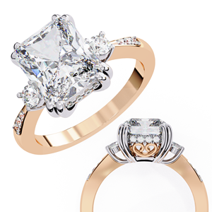 Anillo de compromiso de lujo con diamante de laboratorio de corte radiante de 3 quilates, oro macizo IGI, joyería fina personalizada para mujer, excelente precio con la mejor oferta - Product Image 3