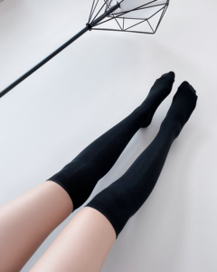 Calze da donna in cotone pettinato sopra il ginocchio, traspiranti, calde, casual, per uso quotidiano, autunnali, per yoga, con bordo a polsino - Product Image 6