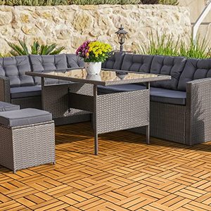 Huu Phu HPW-04 Carrelage de sol extérieur carré en bois massif d'acacia, texture bois, antidérapant, antibactérien, finition mate, style moderne classique - Product Image 6