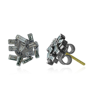 ต่างหูเพชรทรงบาแกตต์ธรรมชาติ ชุบออกซิไดซ์ เงินแท้ 925 แบบเกี่ยวหลัง ทำด้วยมือ เครื่องประดับคุณภาพสูง ขายส่ง - Product Image 2