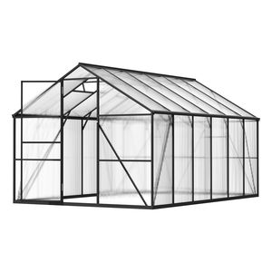 โรงเรือนปลูกพืชโพลีคาร์บอเนตขนาด 8 x 12 ฟุต แบบหนาพิเศษ พร้อมช่องระบายอากาศปรับได้ และประตูแบบผลัก-ดึงที่ล็อคได้ ติดตั้งง่ายสำหรับใช้ในสวนกลางแจ้ง - Product Image 1