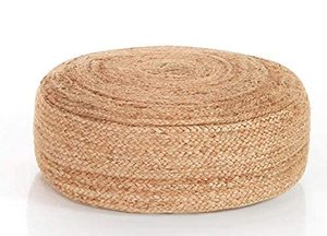 Customised Round Water Hyacinth Ottoman <b>Stool</b> Handcrafted Woven Accent Piece for Seating Side <b>Table</b> and Natural Living Room - Product Image 2
