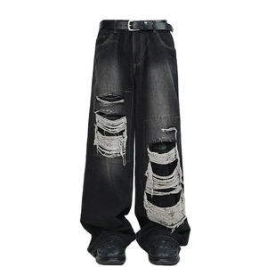 Nuevos Pantalones Vaqueros Anchos Profesionales para Hombre con Lavado Ácido, Estilo Desgastado, Cómodos y de la Mejor Calidad - Product Image 1