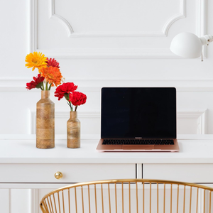 Juego de 2 Jarrones de Madera de Mango con Diseño Rústico, Jarrones de Madera con Forma de Botella para Flores, Decoración del Hogar - Product Image 2