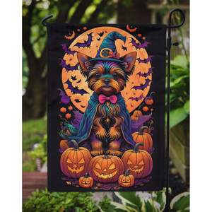 Yorkie Witchy Halloween Jardin Drapeau Multicolore Décoratif Yard Drapeau Bannière pour Patio Illustration pour Lits De Fleurs et Boîtes Aux Lettres - Product Image 3