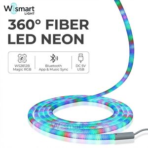 Bande lumineuse LED RVB adressable DC5V WS2812B en fibre néon tissée, synchronisation musicale USB, éclairage flexible pour la décoration <span class=keywords><strong>de</strong></span> la pièce et les fêtes - Product Image 1