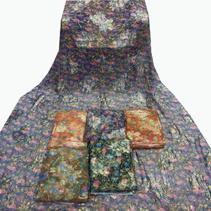 Ensemble 3 pièces de vêtements Kanga en polyester de luxe écologique à motif floral pour femmes africaines, avec broderie de ruban en dentelle, coupe ample, spécial mariée - Product Image 2