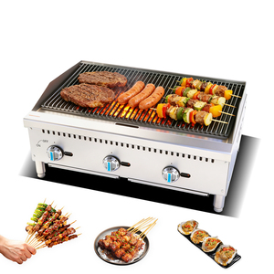 Parrilla de Carbón para Encimera de 36'' a Gas Natural (GN)/Propano, Parrilla de Encimera, Parrilla de Hierro Fundido Resistente, Parrilla para Restaurante, 3x35,000 - Product Image 1
