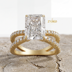 Radiant Cut Lab Grown Diamond VVS2 Clarity 1 Carat 925 Silver Luxury Engagement <b>Ring</b> with <b>Split</b> Shank Band for Wedding & Party - Product Image 2