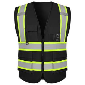 Gilet de sécurité haute visibilité noir avec bandes réfléchissantes, classe 1 ANSI, vêtements de travail pour hommes - Product Image 1