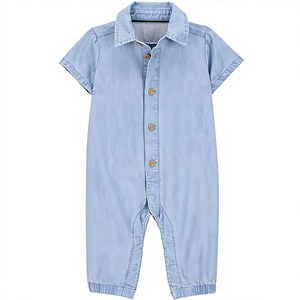 Combinaison bébé en bambou à manches longues et fermeture à boutons pression pour garçons et filles, nouveau-né, motif uni, automne, 0-3 mois, vente en gros - Product Image 1