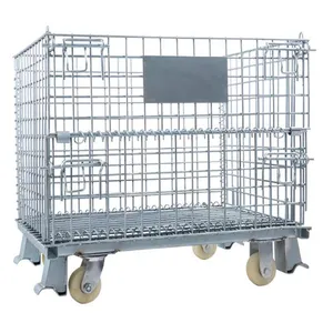 Geri dönüşüm sanayi çelik depolama örgü tel palet kafesi nitelikli standart tel örgü konteyner demir taşıma kafes konteyner