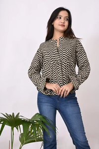 Elegante Camisa Estampada de Satén para Mujer, Ropa de Oficina para Primavera y Otoño - Product Image 5