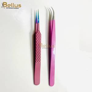 Pinzas de Extensión de Pestañas de Acero Inoxidable de Alta Calidad con Punta Recta y Lisa, Agarre Perfecto, Color Rosa, Herramienta de Belleza - Product Image 2