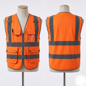 Gilet de travail réfléchissant noir en maille polyester 120 GSM de qualité supérieure, multi-panneaux, vêtement de sécurité, impression de logo personnalisée - Product Image 3