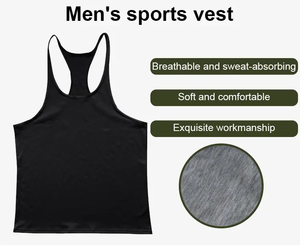 Custom Plus Size Men's Cotton Stringer Tank Tops Y <b>Back</b> Gym Running Sports Top Breathable Knitted Wholesale - Product Image 4