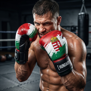 Gants de boxe en cuir avec lacets, drapeau hongrois, impression par sublimation, équipement d'entraînement et de sparring pour adultes - Product Image 4