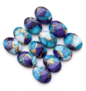 Piedra preciosa suelta de turquesa cobre violeta rara, cabujón de forma ovalada para la fabricación de joyas - Product Image 2