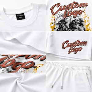Conjunto de Camiseta y Pantalones Cortos con Estampado Gráfico Extra Grande, Transpirable, de Algodón Grueso, Impresión DTG, Estilo Urbano Vintage, Informal, para Verano - Product Image 6