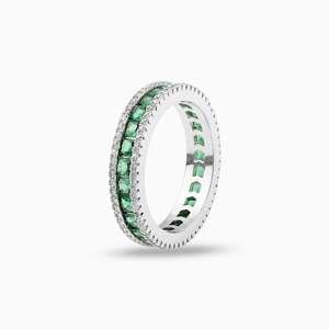 Emerald Cut Moissanite <b>Ring</b> 925 Sterling Silver Channel Setting Geometric Luxury Unisex Band - Product Image 1