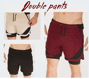 Pantalones Cortos Deportivos Profesionales de Doble Capa para Hombre, de Secado Rápido, para Correr, Entrenamiento, Fitness, con Bolsillos Laterales - Product Image 2