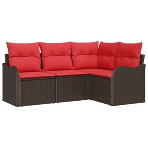 Ensemble de canapés de jardin en polyrotin marron, 4 pièces - Product Image 2