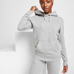 Sudadera con Capucha Gris para Mujer, con Logotipo de Marca Personalizado, Bolsillo Frontal, Corte Regular, Mezcla de Algodón, Tejido de Punto, Ropa Casual de Otoño - Product Image 3