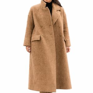 Manteau long élégant pour femmes, mélange de laine, manteau d'hiver classique, coupe confortable, tissu doux et respirant, rembourrage en coton - Product Image 2