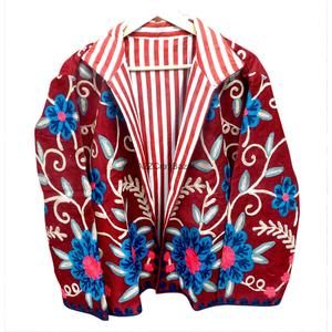 Handmade Bohemian Corduroy Suzani Jacket Women's Floral Embroidered Quilted Autumn <b>Winter</b> Fashion <b>Coat</b> - Product Image 4