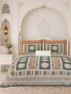 <b>Colourful</b> Antra Floral Hand Block Printed Customizable Simple Quality 40 Thread Count 3-Piece Cotton Sheet <b>Set</b> 300TC 1.8m All - Product Image 2