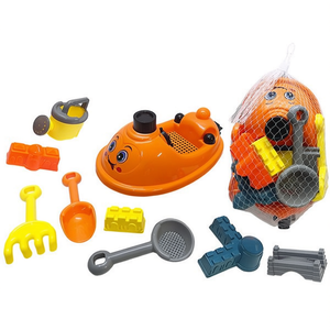 Set di giocattoli da spiaggia 9 pezzi con barca e attrezzi per giocare con sabbia e acqua, divertimento all'aperto per bambini - Product Image 2