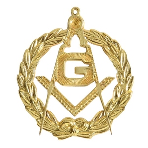 Grand Past Master Blue Lodge <b>Masonic</b> Collar Jewel Gold Plated Square Compass Sun Laurel Wreath Regalia Pendant - Product Image 3