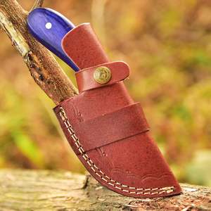 Couteau à lame fixe en acier Damas fait main sur mesure, manche en bois violet, étui en cuir, couteau utilitaire pour le camping en plein air, OEM - Product Image 4