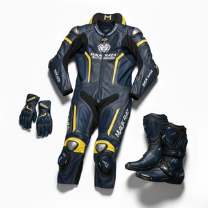 Paquete de Equipo de Carreras Profesional |   Traje de cuero de grano completo de 1 pieza hecho a medida, armadura CE, botas de alto impacto y guantes de carreras de protección - Product Image 4