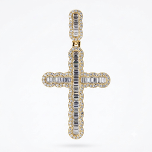 Pendentif unisexe tendance personnalisé Hip Hop en argent 925 plaqué or avec moissanite, motif croix de Jésus glacée, idéal pour les fêtes religieuses chrétiennes - Product Image 6