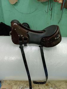 Selle d'équitation d'intérieur professionnelle légère en nylon et cuir, ergonomique avec siège rembourré, sangles de fixation sécurisées, 16 pouces, 5-10 - Product Image 4