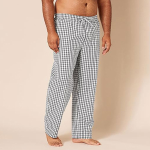 100% Cotton Made Night <b>Pajamas</b> Male Clothing Nightwear Plaid Design Printed Trouser Adjustable Waist <b>Check</b> Flannel <b>Pajama</b> - Product Image 2