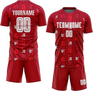 ชุดเสื้อฟุตบอลแบบซับลิเมชั่นสั่งทำพิเศษสำหรับผู้ชาย สีกรมท่า-แดง ลายเรขาคณิต แขนสั้น ชุดฟุตบอลผู้ใหญ่ ทรงปกติ - Product Image 2