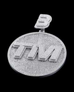 Iced Out TM Letter Moissanite Pendant 925 Silver Round Micro Paved Hip Hop Bling <b>Charm</b> - Product Image 4