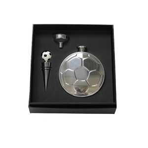Custom Logo Stainless Steel <b>Football</b> Theme Portable Hip Flask Bottle Stopper Funnel Pocket Flask Gift Set - Product Image 1