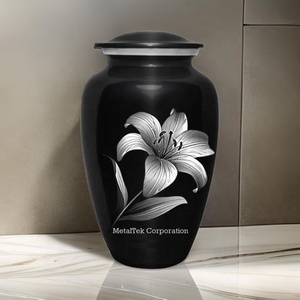 Lily Flower New Handcrafted White Cremation Urn Memorial Urns for Ashes <b>Thread</b> <b>Lock</b> Adult Funeral Decorative Urns Metal Jars - Product Image 5