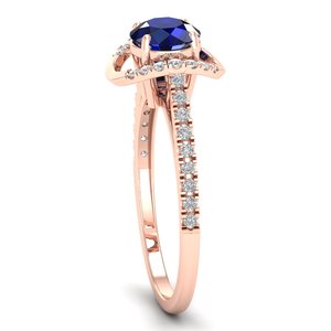 แหวนหมั้นเพชรทรงรัศมี REYES Elegance ทองคำแท้ 14K ประดับเพชรและพลอยไพลินสีน้ำเงิน สำหรับผู้หญิง ขายดี เป็นเครื่องประดับชั้นดี - Product Image 3