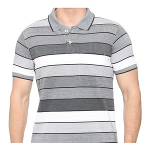 Polo Gris para Hombre, Diseño Multirrayas, Transpirable, de Algodón, Informal, de Manga Corta, para Golf, Tenis, Verano - Product Image 4