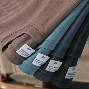 T-shirt à manches longues pour homme en coton lourd 260G, respirant, couleur unie, coupe ample, col rond, prix d'usine - Product Image 1