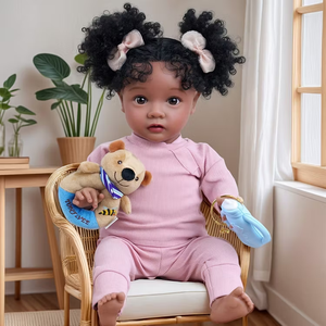 Poupée Reborn Afro-Américaine Daisy de 20 pouces, réaliste, pour fillette, cheveux bouclés, livraison rapide 3-7 jours - Product Image 3