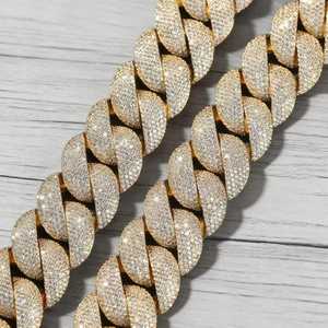 สร้อยคอคิวบาแบบฮิปฮอป ดีไซน์ใหม่ ขนาด 23 มม. 5 แถว ประดับเพชรโมอิสซาไนต์ VVS เงินแท้ S925  สำหรับผู้ชาย ใส่ไปงานปาร์ตี้ - Product Image 4