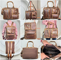 Sac à dos convertible en cuir pleine fleur vintage sac à bandoulière avec compartiment pour ordinateur portable pour les voyages d'affaires et un usage quotidien