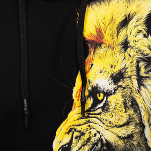 Sudadera con Capucha Negra de Invierno para Hombre, Manga Larga, Forro Polar, Secado Rápido, Estampado Gráfico de León, Estampado Serigrafiado, Informal - Product Image 6