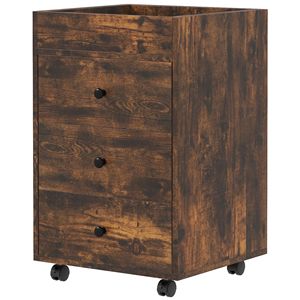 Mobiletto Portadocumenti da Ufficio a 3 Cassetti in Metallo Marrone con Vassoio Superiore e Funzione di Blocco, Supporto per Stampante Sotto Scrivania - Product Image 1